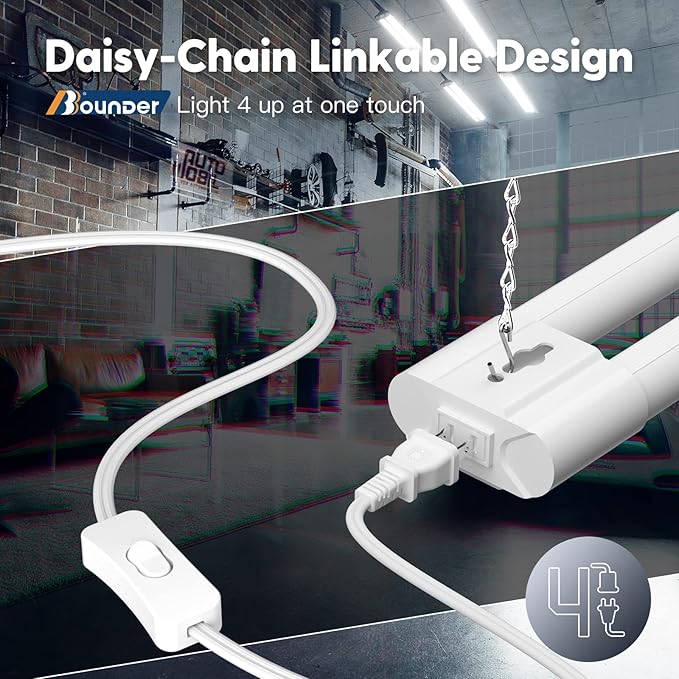 BBOUNDER 10 Pack Linkable LED Utility Shop Light, 4400 LM, Super Bright 6500K - Image 5