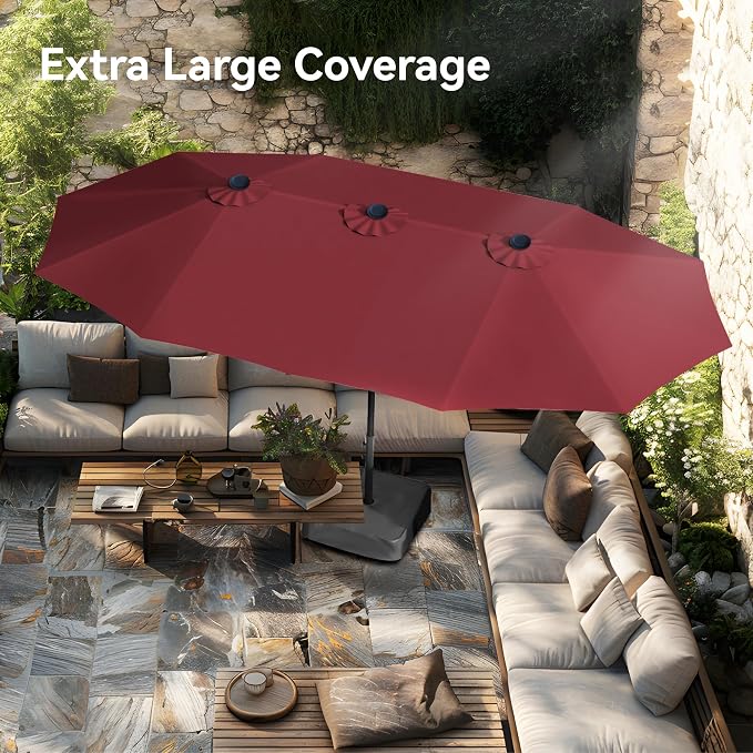 PHI VILLA 15ft Patio Umbrella Double-Sided Outdoor Market Extra Large Umbrella - Image 2