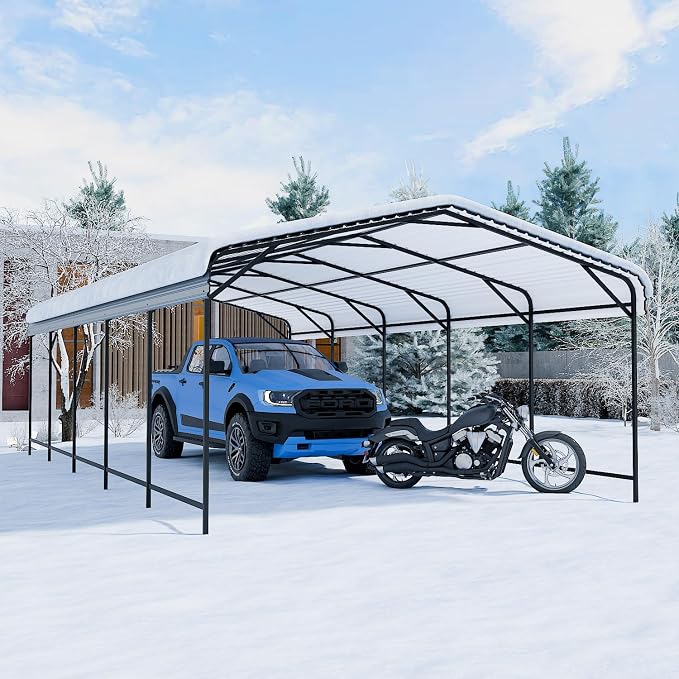 EBE 13' x 25' Metal Carport, Outdoor Steel Carport Canopy - Image 8