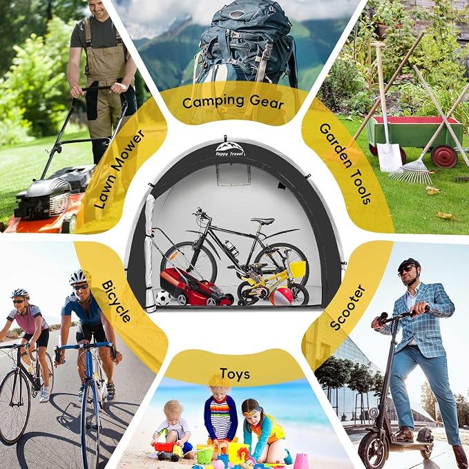 Happy Travel Bike Storage Shed Tent, Outdoor Portable Bicycle Storage Sheds - Image 8