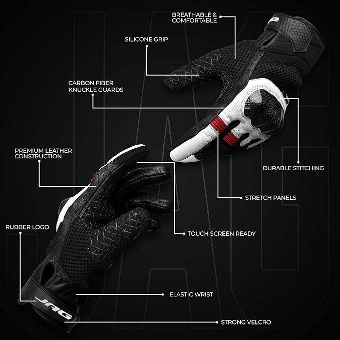 J.A.G. Leather Motorcycle Gloves - Image 4