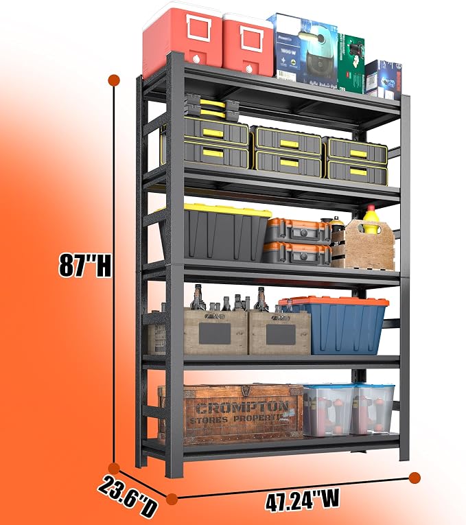 87"H Garage Shelving Heavy Duty Rack, 4500 LBS Ultra Large Capacity 5 Tier - Image 3