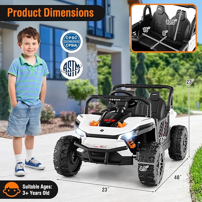 Costzon Kids UTV, 12V Battery Powered Electric Off-Road Car w/Remote Control - Image 6