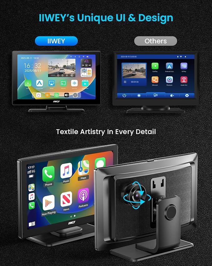IK5 9" Wireless Apple CarPlay & Android Auto Screen, Portable Car Stereo - Image 6
