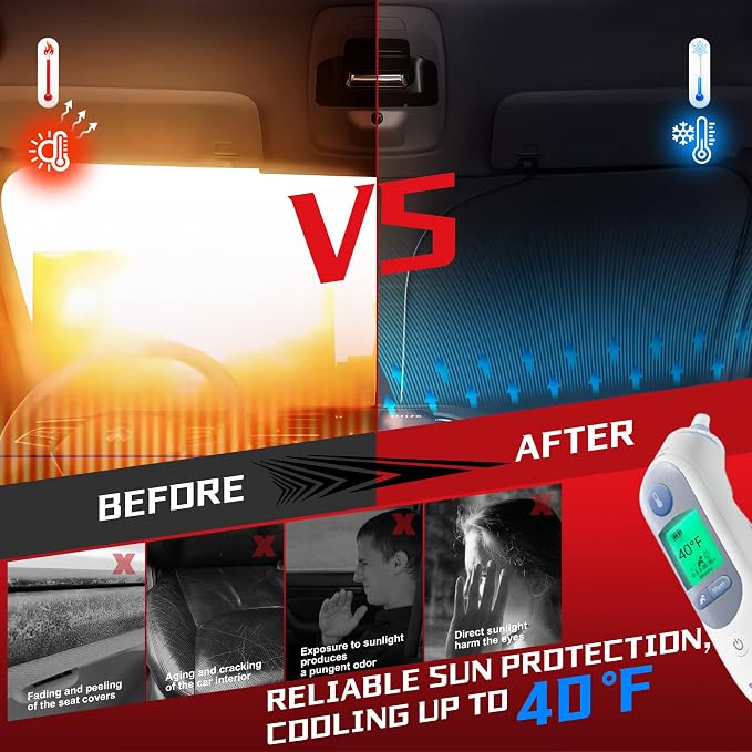 Windshield Sun Shade for 2016-2021 Hyun-dai Tucson Foldable Sun Sunshade for - Image 4