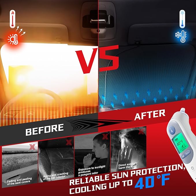 Windshield Sun Shade for 2008-2014 MERC-e-des-Be-nz C-Class w203 Foldable Sun - Image 4