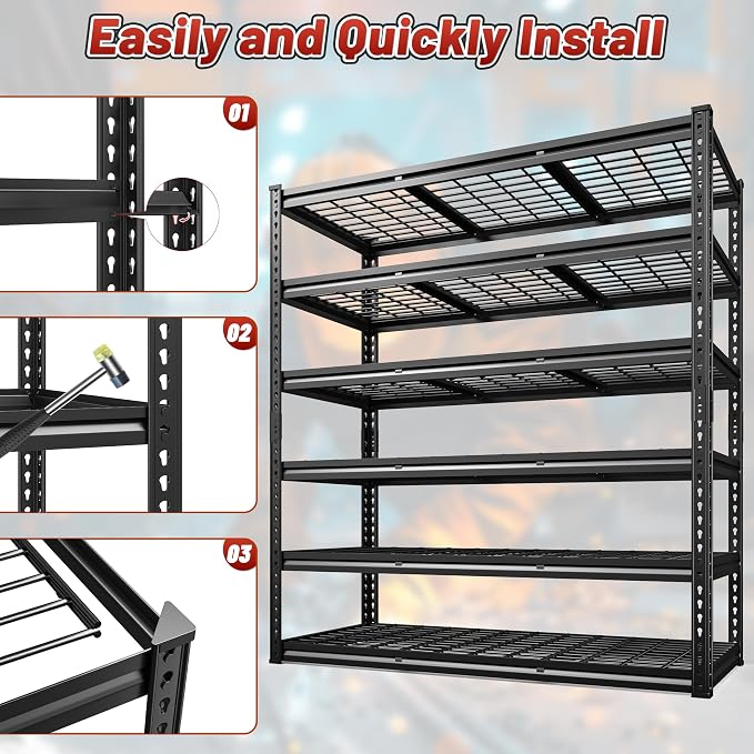 REIBII 3600LBS Garage Shelving 48" W Storage Shelves 6 Tier Garage Shelving - Image 7