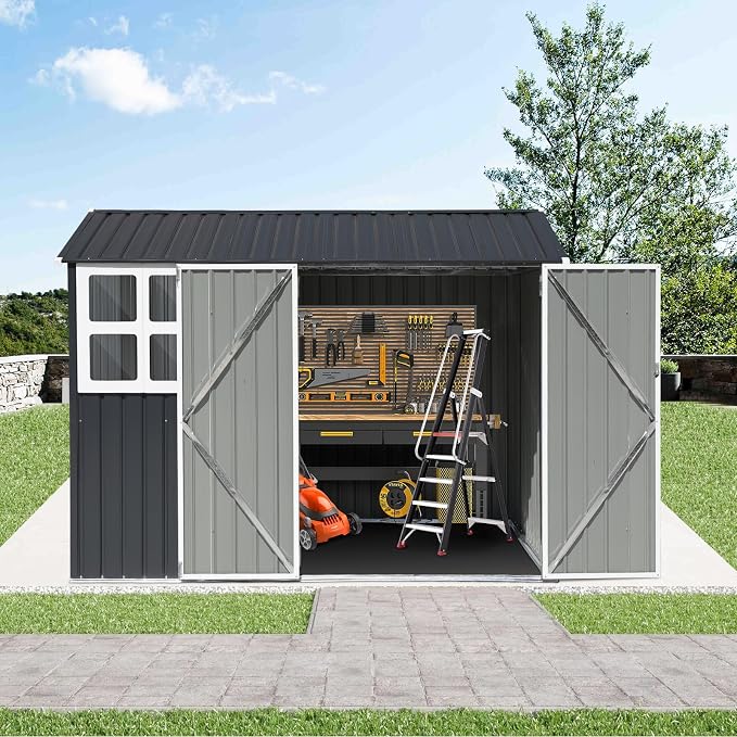 Verano Garden 8x6FT Outdoor Storage Shed, Galvanized Steel Metal Garden Shed - Image 7
