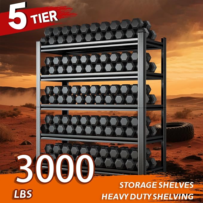 Heavy Duty 5-Tier Shelving Unit 3000LBS Capacity - Image 3