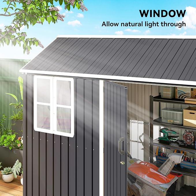 Outsunny 8' x 6' Outdoor Storage Shed, Metal Garden Shed - Image 4