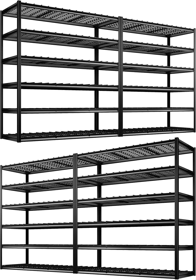 REIBII 60" W Garage Shelving, 2900LBS Storage Shelves, 6 Tier Heavy Duty by REIBII