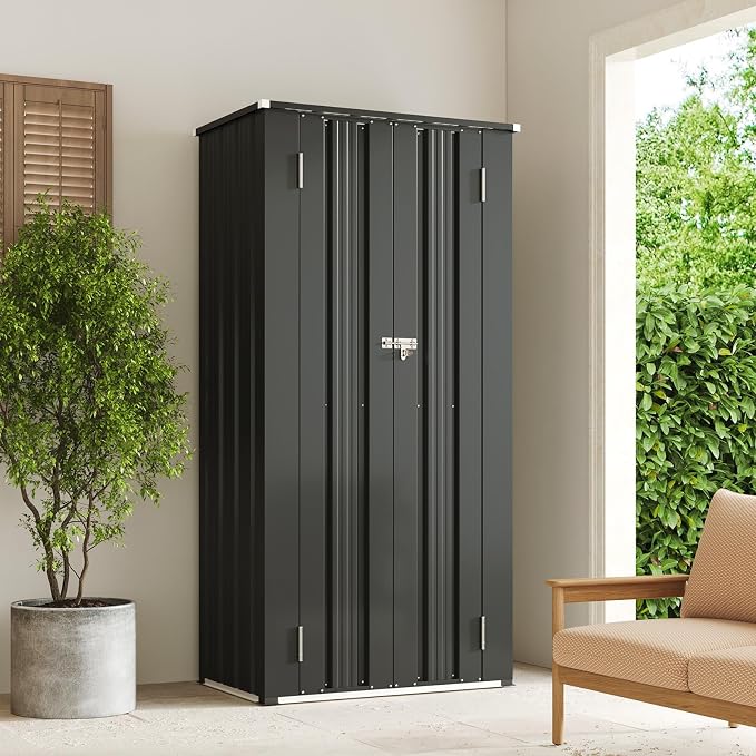 Aoxun 31x19 in Outdoor Storage Cabinet Metal Garden Shed - Image 7