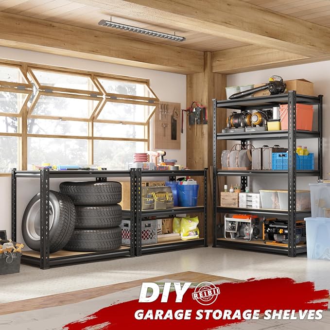 REIBII 2020LBS Storage Shelves 5 Tier Garage Shelving Heavy Duty Adjustable - Image 8