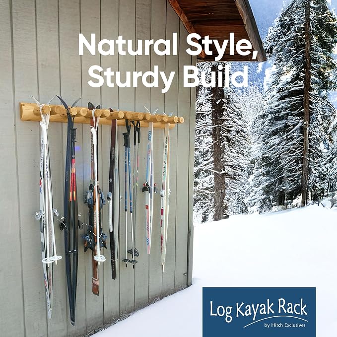 14-Place Log Ski Rack Wall Mount, Indoor Ski Storage Rack - Image 6