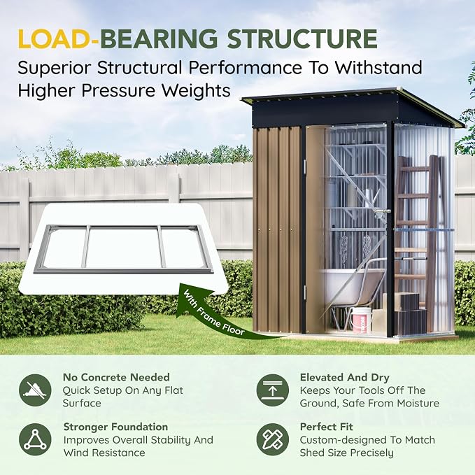5x3FT Outdoor Steel Storage Shed - Image 2
