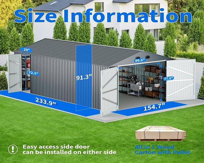 20x13 Metal Shed, Metal Garage Building - Image 4