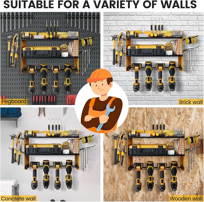 TRZZ Power Tool Organizer Wall Mount, 3-Layer Drill Holder - Image 7