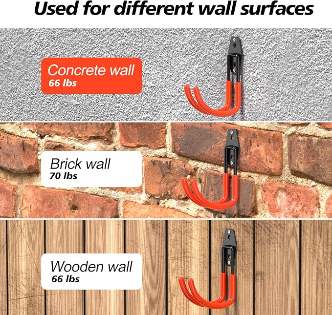 4 Pack 5.5x4.1 inch J Heavy Duty Garage Hooks, Solid Steel Wall Mount Hangers - Image 5