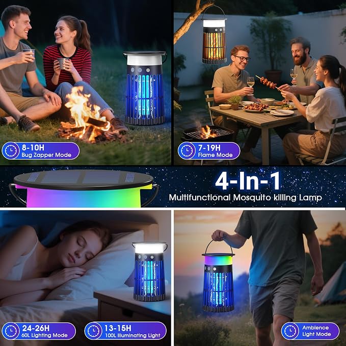 Solar Bug Zapper Outdoor, Portable Electric Mosquito Killer - Image 5