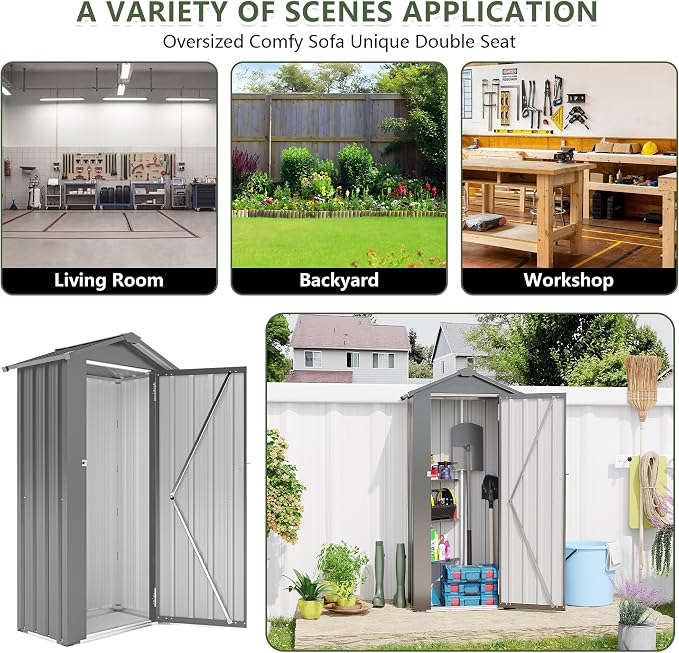 Outdoor Metal Storage Shed, Waterproof Garden Tool Shed - Image 7