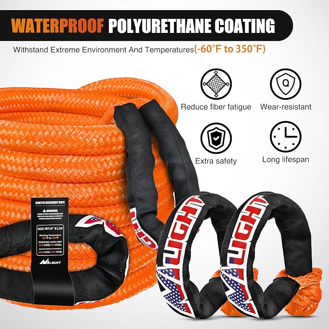 Nilight Kinetic Recovery Tow Rope 7/8" x 20ft - Image 5
