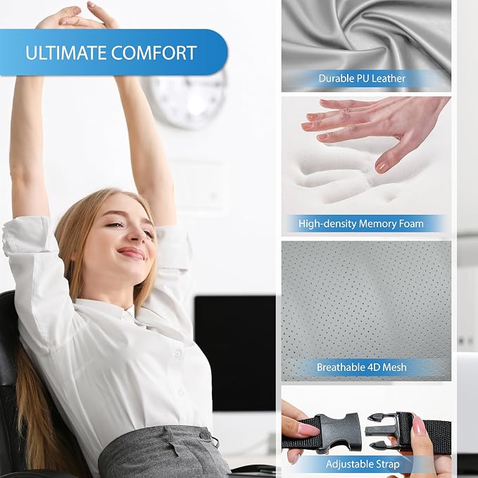 Classic Memory Foam Lumbar Cushion Provides Excellent Back Support and Pain - Image 4