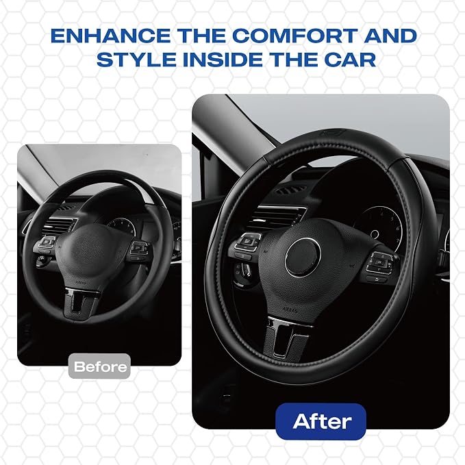 Skechers Memory Foam Steering Wheel Cover, Piping Microfiber Leather Steering - Image 5