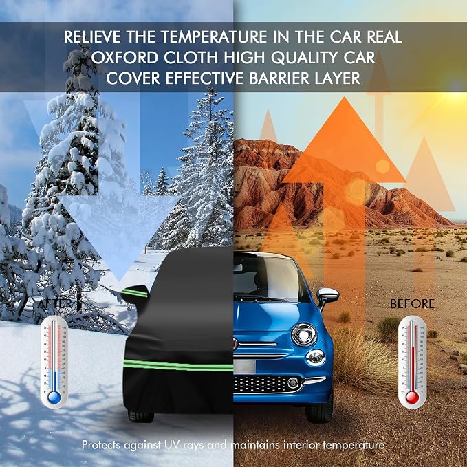 Replace for 2007-2023 Fiat 500/500C Car Cover 210D Outdoor Waterproof UV Snow - Image 5