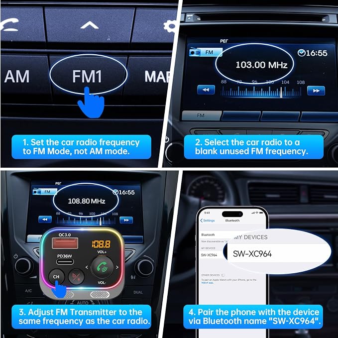 Syncwire Bluetooth 5.4 FM Transmitter Car Adapter 54W Wireless Radio Receiver - Image 8
