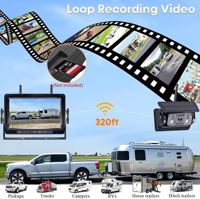 Dual RV Backup Camera Wireless for Trailer: Easy Setup Solar RV Rear View Camera - Image 4