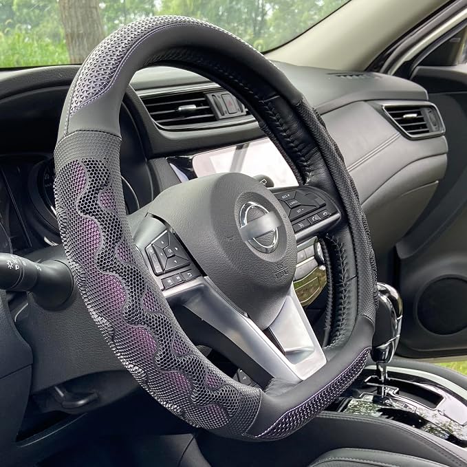 PINCTROT D Shaped 14.5-15 Inch Steering Wheel Cover Great Grip by PINCTROT