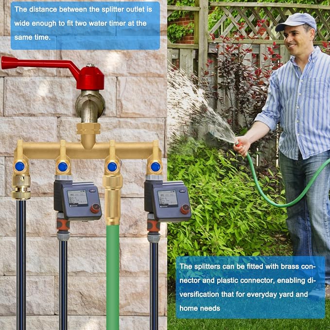 Brass Garden Hose Splitter, 4 Way Hose Splitter, Outdoor Hose Splitter - Image 7