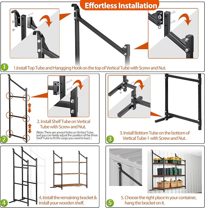 2 Pack Hanging Heavy duty Adjustable Shelf 56.5x22 Cargo Container Shelving - Image 4