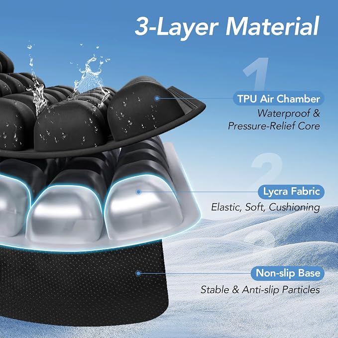 Travel Seat Cushion, 3D Air Inflatable Pressure Relief Cushion - Image 3