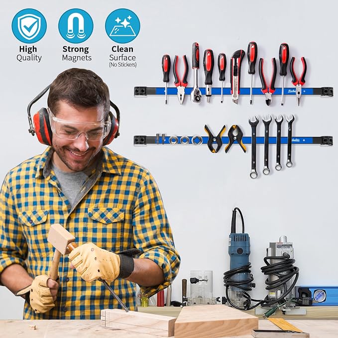 6 Pieces 24" Magnetic Tool Holder Strip, Metal Tool Organizer Rack - Image 2