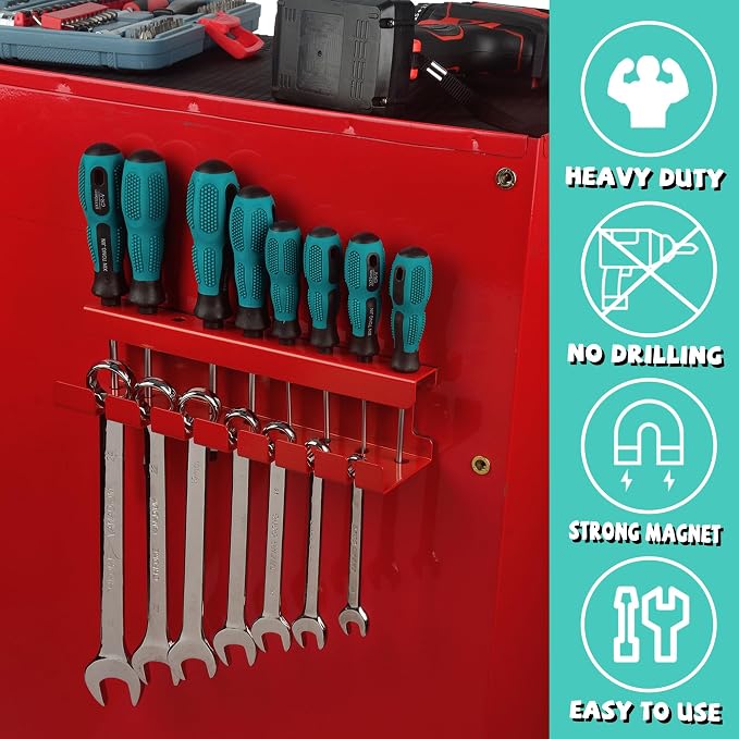 ULIBERMAGNET Magnetic Wrench Holder, Heavy Duty Red Magnetic Screwdriver Holder - Image 3