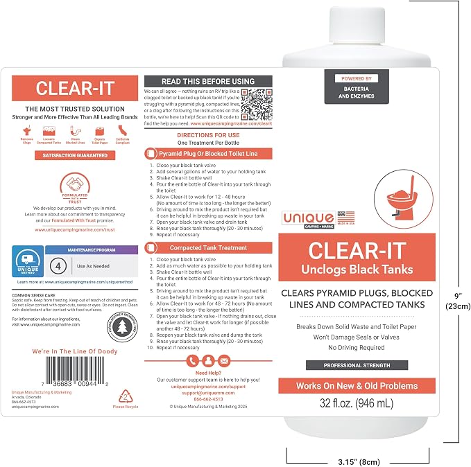 Unique Clear-It RV Black Tank Unclogger Liquid - Image 2