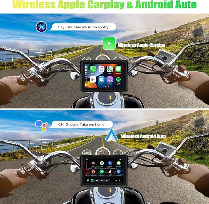 CAMECHO Motorcycle CarPlay Screen, Touch Screen Car Stereo Support Dual - Image 2