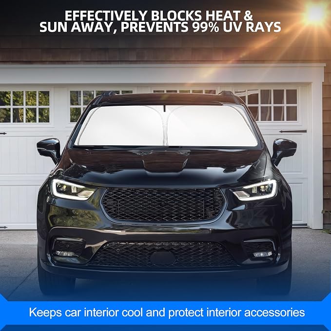 Windshield Sun Shade for Chr-ysler Pacifica 2017-2025 2026 Foldable Sunshade - Image 7