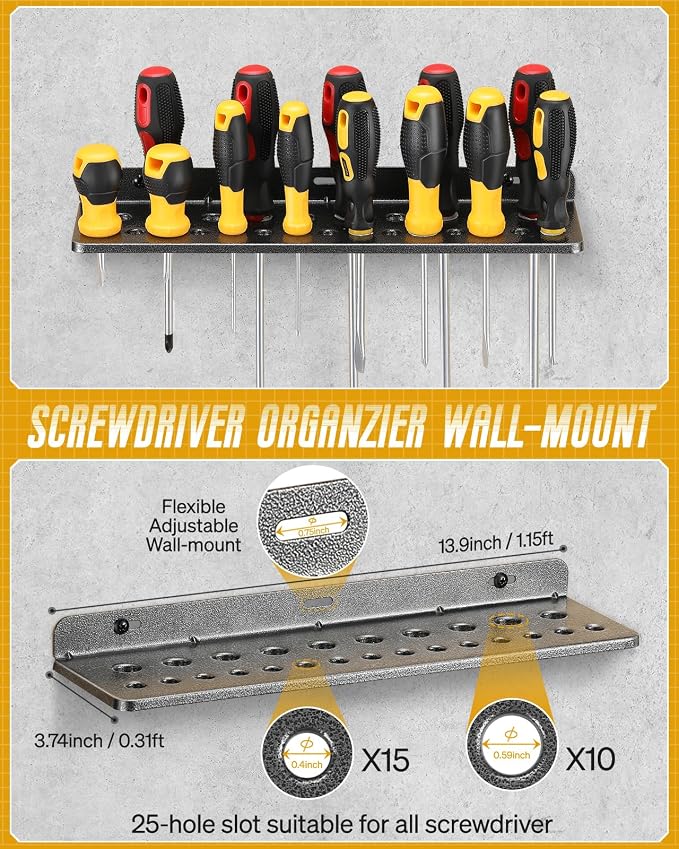 Wall Mount Screwdriver Organizer, Pliers Holder, Hammer Rack - Image 2