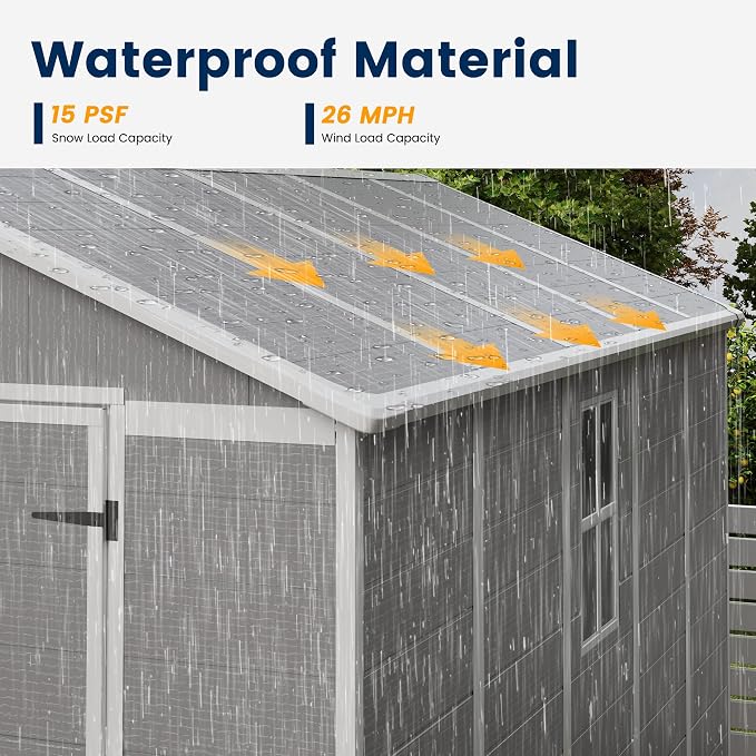UDPATIO Storage Shed 8 x 10 FT, Resin Outdoor Garden Sheds - Image 4