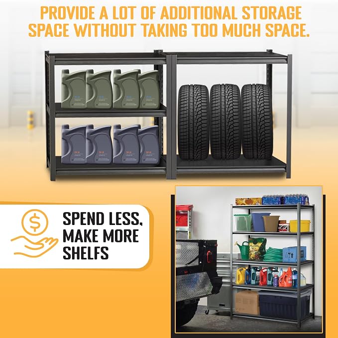 Rigma 5 Tier Garage Shelf, Heavy Duty Steel Shelving Unit, Adjustable Metal - Image 4