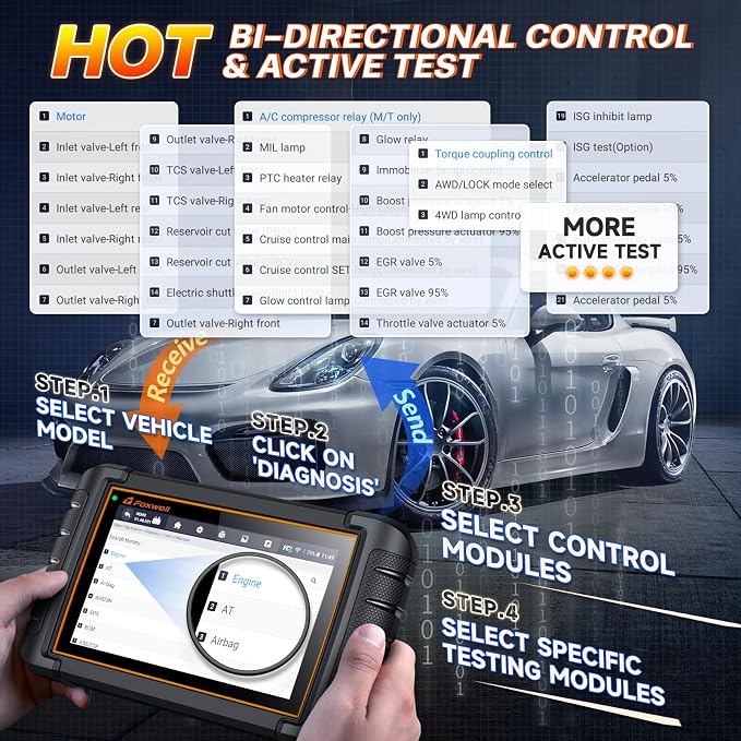 FOXWELL NT809BT Bidirectional Scan Tool, OBD2 Scanner Diagnostic Tool - Image 3
