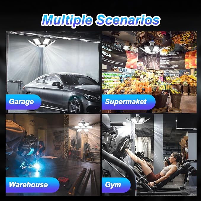 8 Pack 220W Garage Light Ceiling Led Deformable LED Shop Lights - Image 5