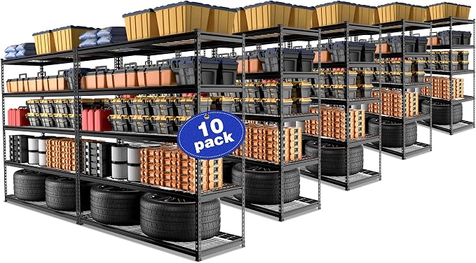 WORKPRO 5-Tier Metal Shelving Unit, 48”W x 24”D x 72”H, Heavy Duty Adjustable by WORKPRO