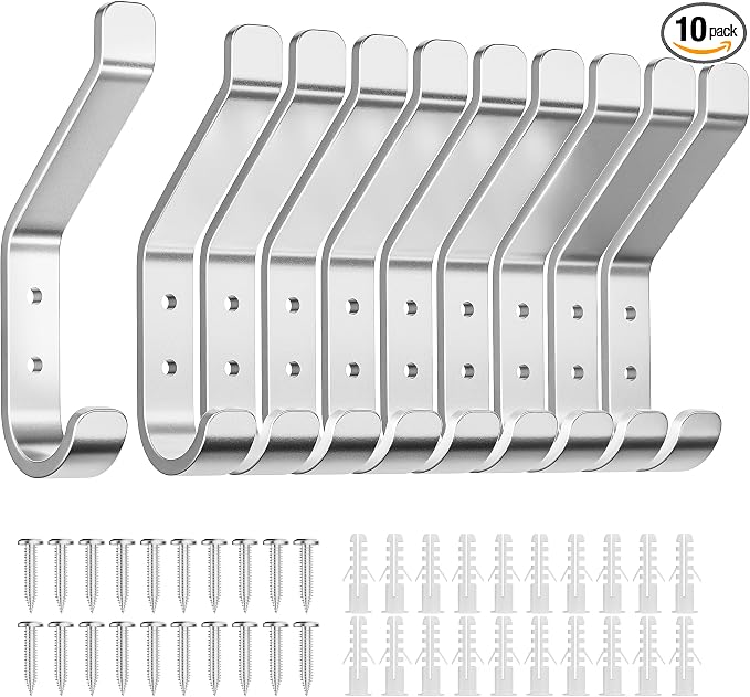 10-Pack Coat Hook for Hanging, Stainless Wall Hooks for Towel, Wall Mounted by susswiff