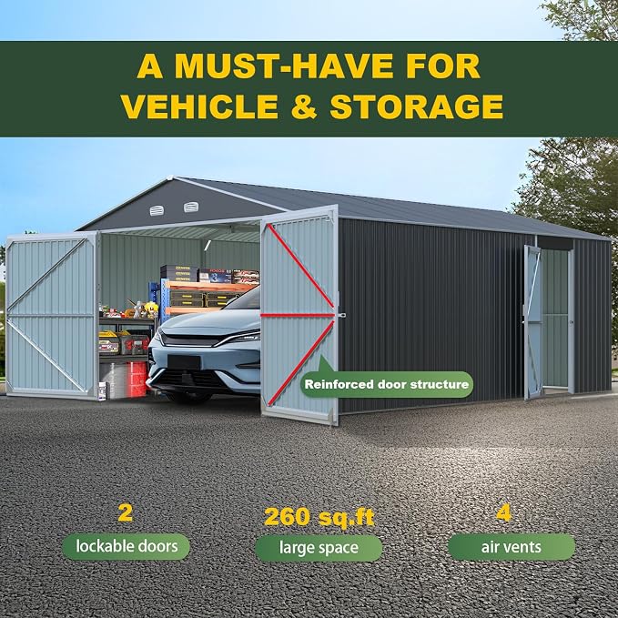 Metal Garage Shed 20x13 FT, Sheds & Outdoor Storage Clearance, Outdoor Storage - Image 3