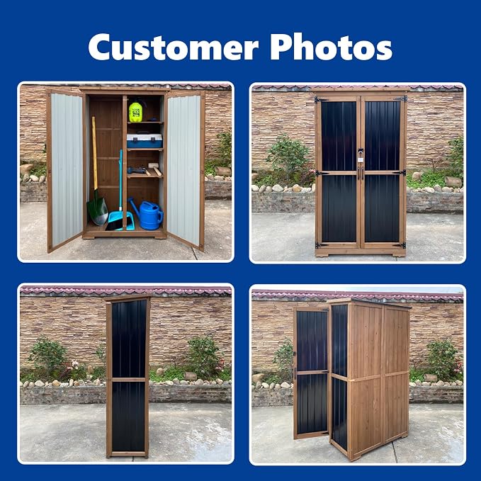 Outdoor Storage Cabinet Wood & Metal - Image 3