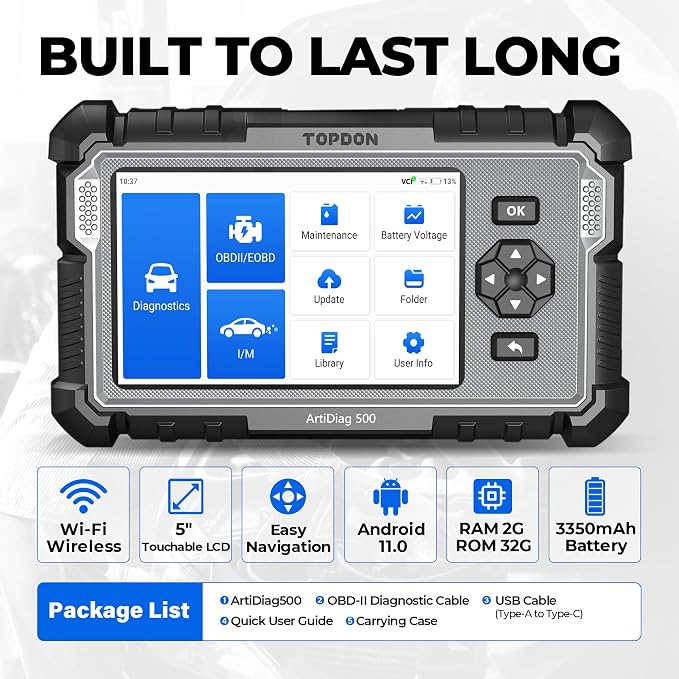 OBD2 Scanner TOPDON AD500, Oil SAS Throttle TPMS BMS EPB Reset, Engine ABS SRS - Image 5