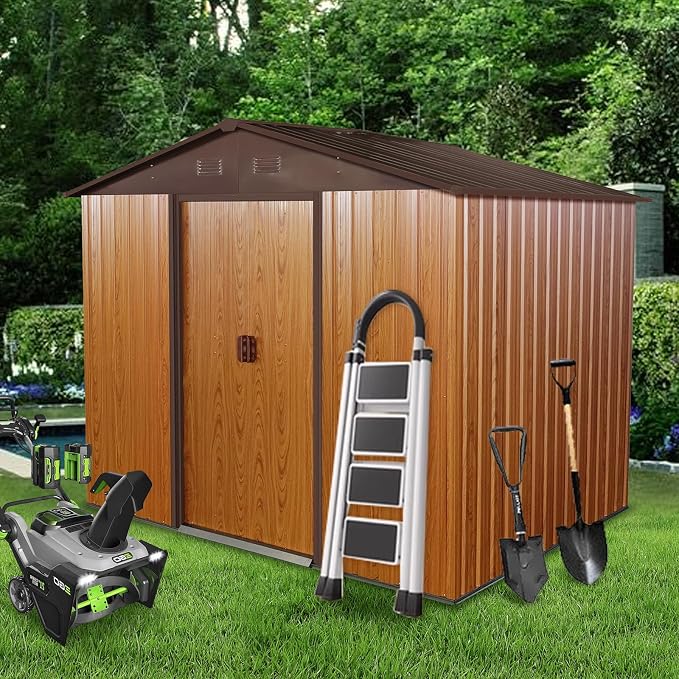 6x8 FT Outdoor Storage Shed, Metal Garden Shed by BNSPLY